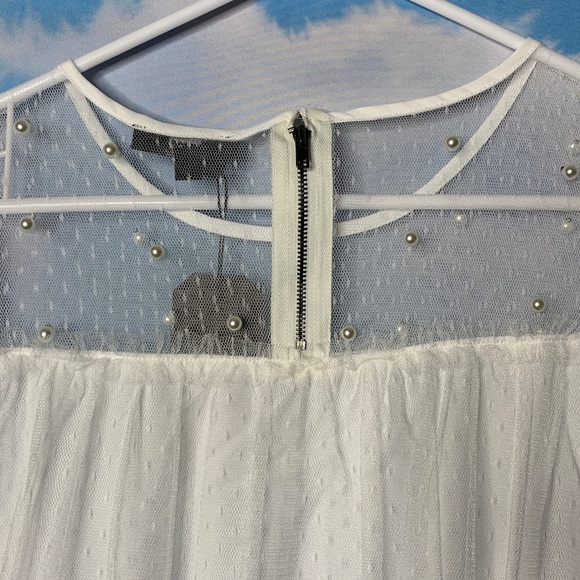 Very J- White Babydoll Pearl Embellished Dress S - Picture 10 of 10